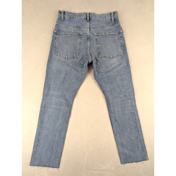 Zara sz 4 Crop or Ankle Jeans High Rise distressed some stretch denim blue - Picture 4 of 5